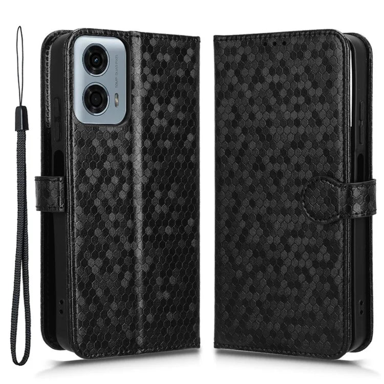 For Motorola Moto G34 5G Flip Leather Case Wallet Cover Dot Pattern Imprinted
