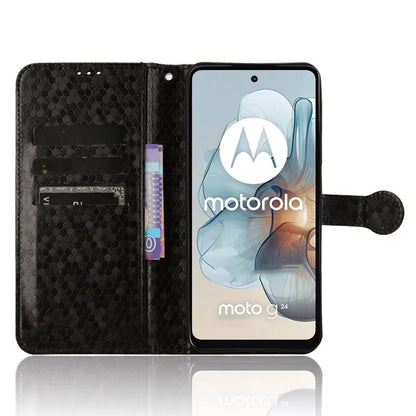 For Motorola Moto G34 5G Flip Leather Case Wallet Cover Dot Pattern Imprinted