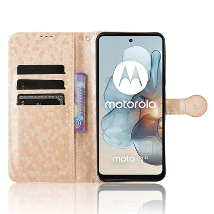 For Motorola Moto G34 5G Flip Leather Case Wallet Cover Dot Pattern Imprinted