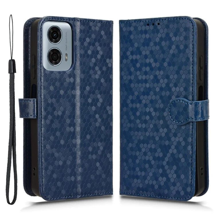 For Motorola Moto G34 5G Flip Leather Case Wallet Cover Dot Pattern Imprinted