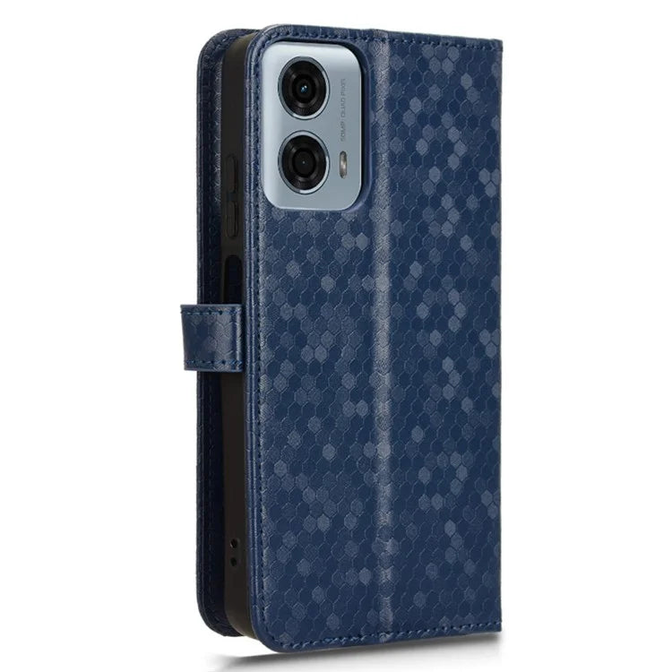 For Motorola Moto G34 5G Flip Leather Case Wallet Cover Dot Pattern Imprinted
