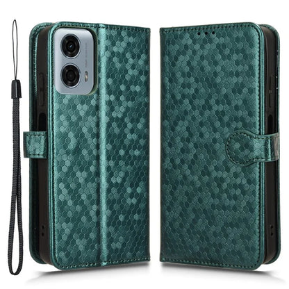For Motorola Moto G34 5G Flip Leather Case Wallet Cover Dot Pattern Imprinted