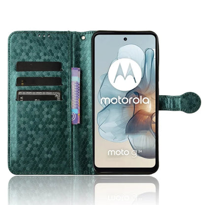 For Motorola Moto G34 5G Flip Leather Case Wallet Cover Dot Pattern Imprinted