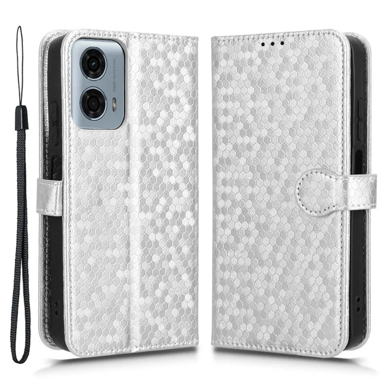 For Motorola Moto G34 5G Flip Leather Case Wallet Cover Dot Pattern Imprinted
