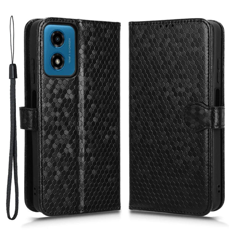 For Motorola Moto G04 4G / G24 4G Wallet Case Dot Pattern Imprinted Leather Cover