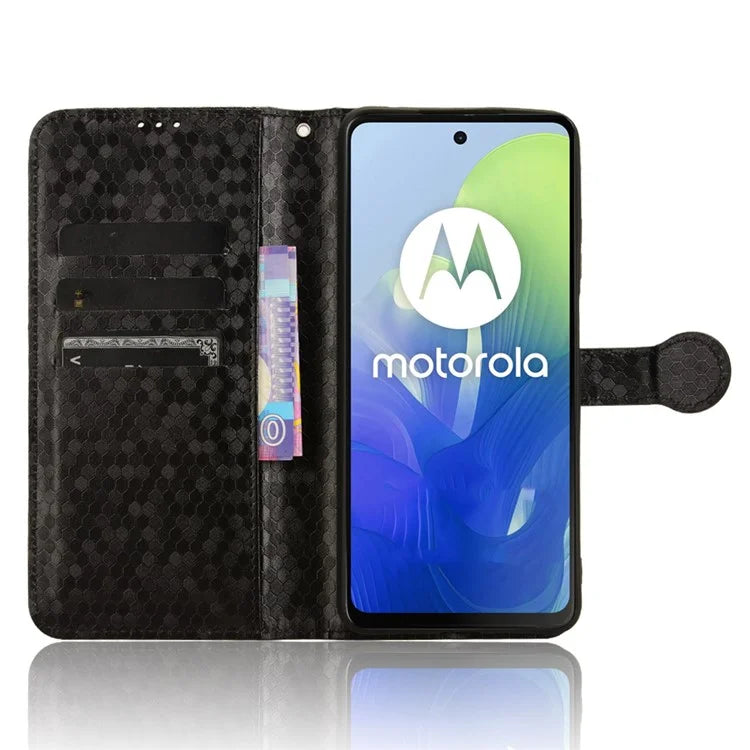 For Motorola Moto G04 4G / G24 4G Wallet Case Dot Pattern Imprinted Leather Cover