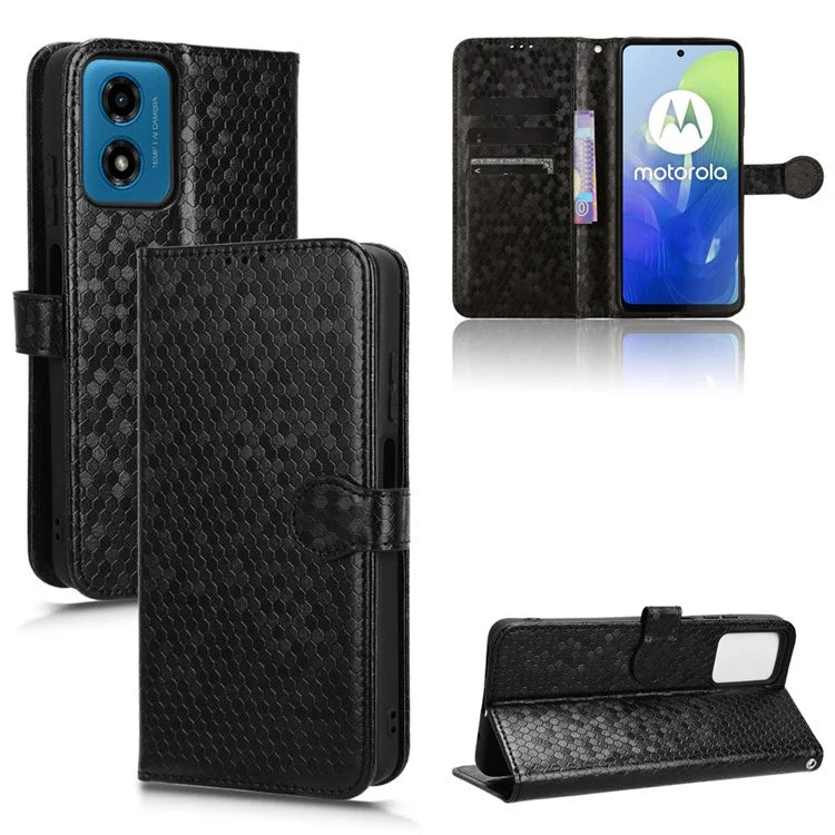 For Motorola Moto G04 4G / G24 4G Wallet Case Dot Pattern Imprinted Leather Cover