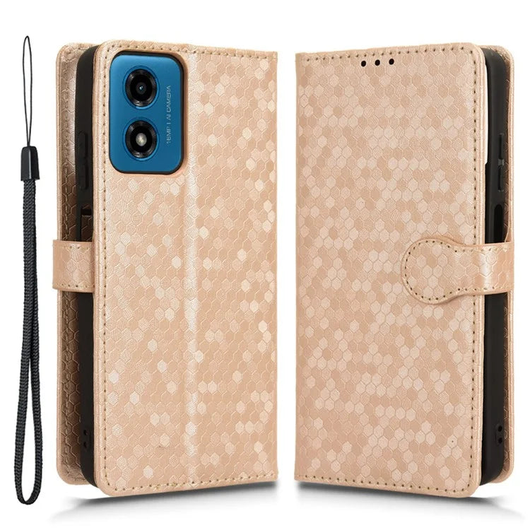 For Motorola Moto G04 4G / G24 4G Wallet Case Dot Pattern Imprinted Leather Cover