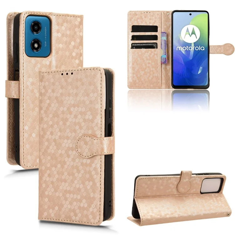 For Motorola Moto G04 4G / G24 4G Wallet Case Dot Pattern Imprinted Leather Cover