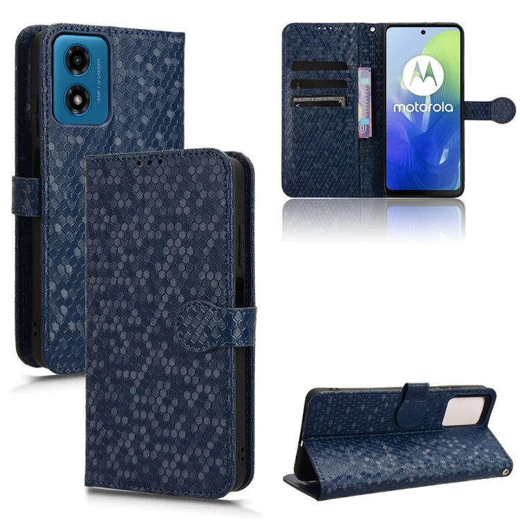 For Motorola Moto G04 4G / G24 4G Wallet Case Dot Pattern Imprinted Leather Cover