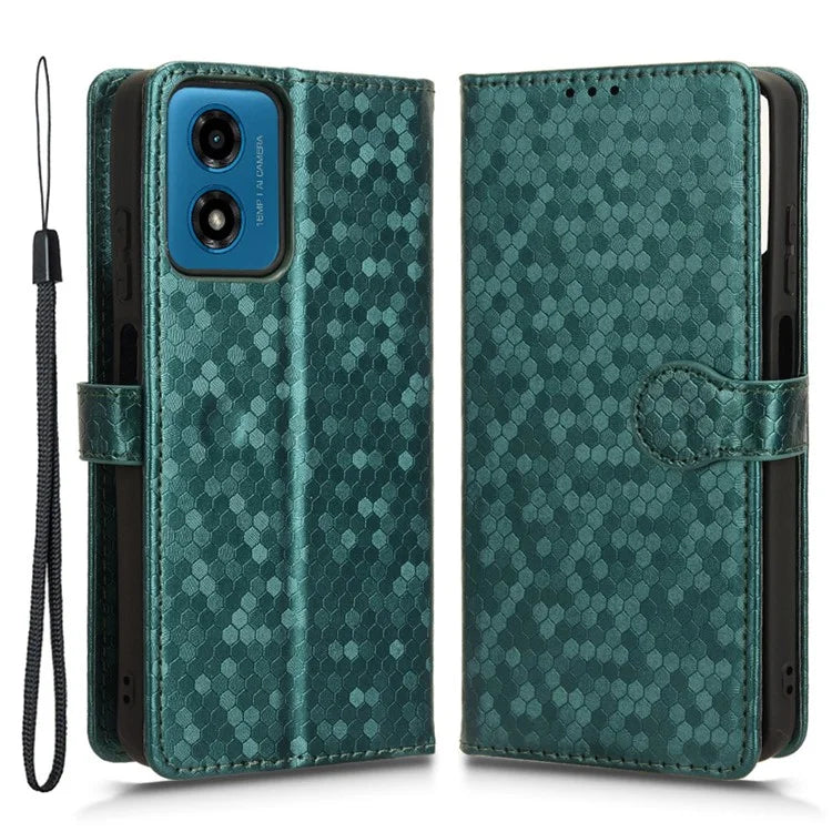For Motorola Moto G04 4G / G24 4G Wallet Case Dot Pattern Imprinted Leather Cover