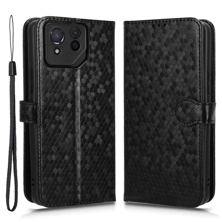 For Asus ROG Phone 8 Pro 5G / 8 5G Phone Wallet Case Dot Imprinted PU Leather Cover