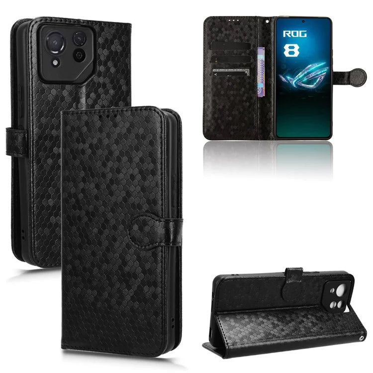 For Asus ROG Phone 8 Pro 5G / 8 5G Phone Wallet Case Dot Imprinted PU Leather Cover