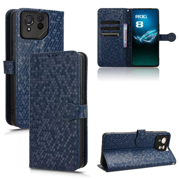 For Asus ROG Phone 8 Pro 5G / 8 5G Phone Wallet Case Dot Imprinted PU Leather Cover