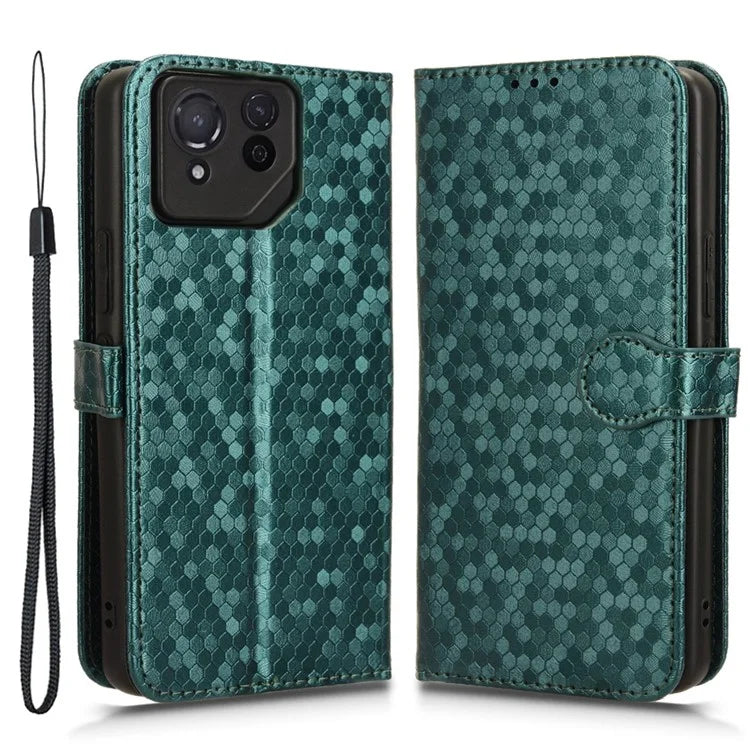 For Asus ROG Phone 8 Pro 5G / 8 5G Phone Wallet Case Dot Imprinted PU Leather Cover