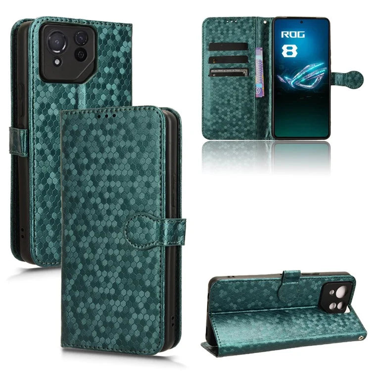 For Asus ROG Phone 8 Pro 5G / 8 5G Phone Wallet Case Dot Imprinted PU Leather Cover