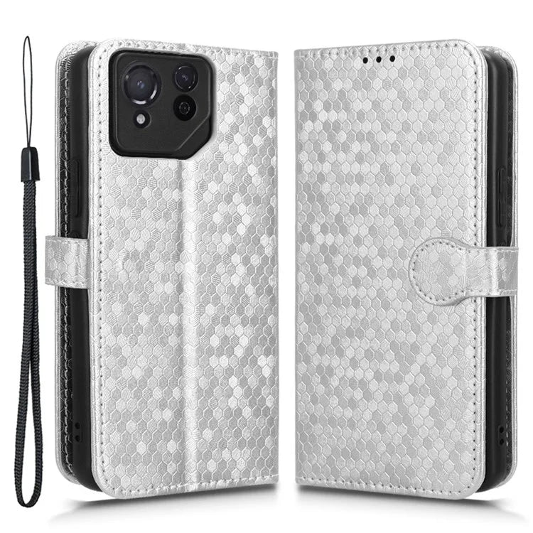 For Asus ROG Phone 8 Pro 5G / 8 5G Phone Wallet Case Dot Imprinted PU Leather Cover