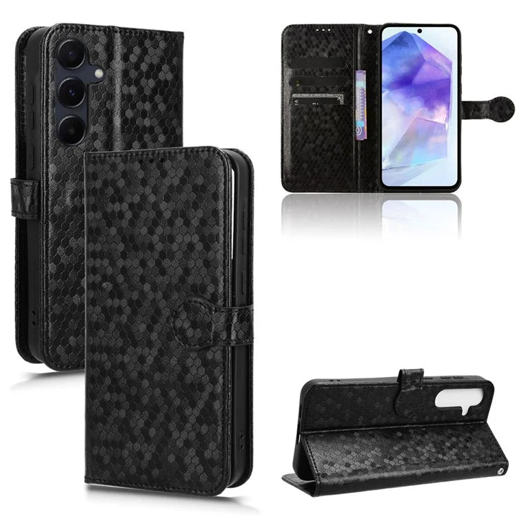 For Samsung Galaxy A55 5G Case Dot Pattern Imprinted Leather Cover with Wallet