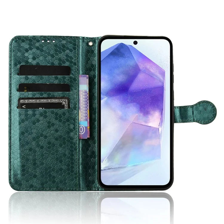 For Samsung Galaxy A55 5G Case Dot Pattern Imprinted Leather Cover with Wallet