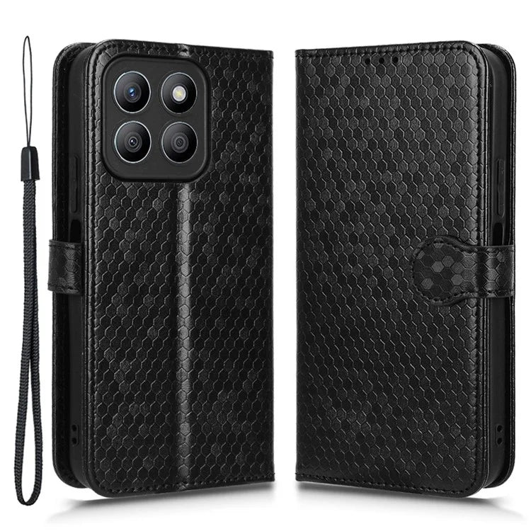 For Honor X8b 4G Case Dot Pattern Imprinted Leather Phone Wallet Cover