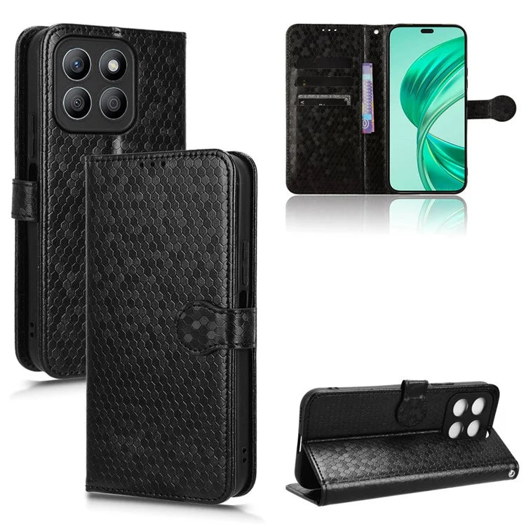 For Honor X8b 4G Case Dot Pattern Imprinted Leather Phone Wallet Cover
