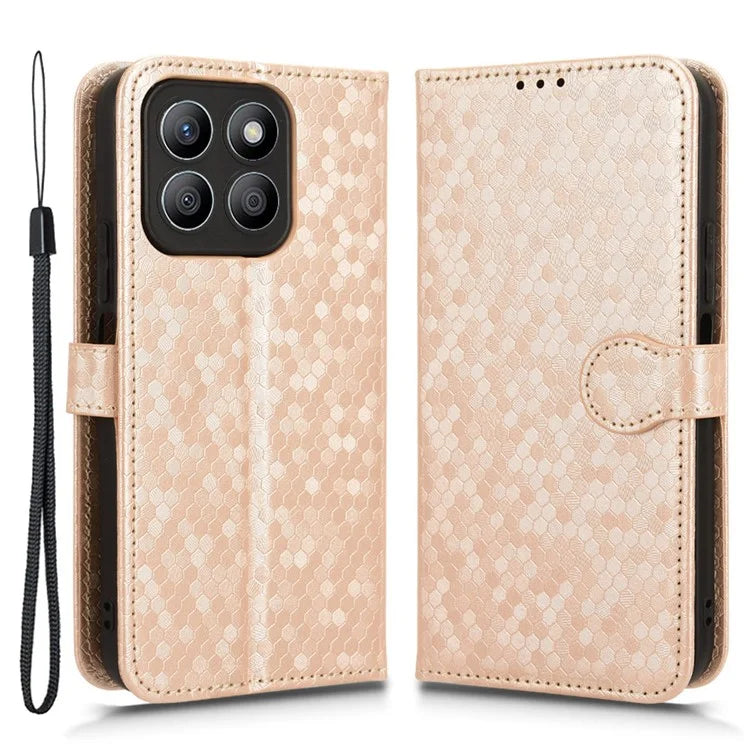 For Honor X8b 4G Case Dot Pattern Imprinted Leather Phone Wallet Cover