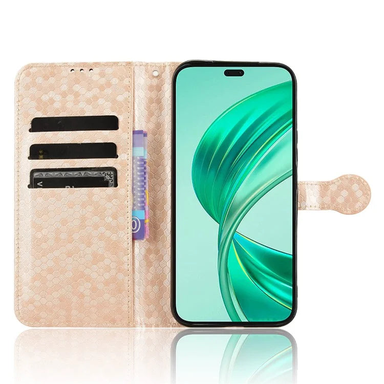 For Honor X8b 4G Case Dot Pattern Imprinted Leather Phone Wallet Cover