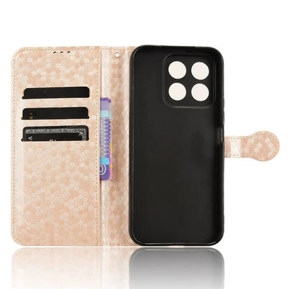 For Honor X8b 4G Case Dot Pattern Imprinted Leather Phone Wallet Cover