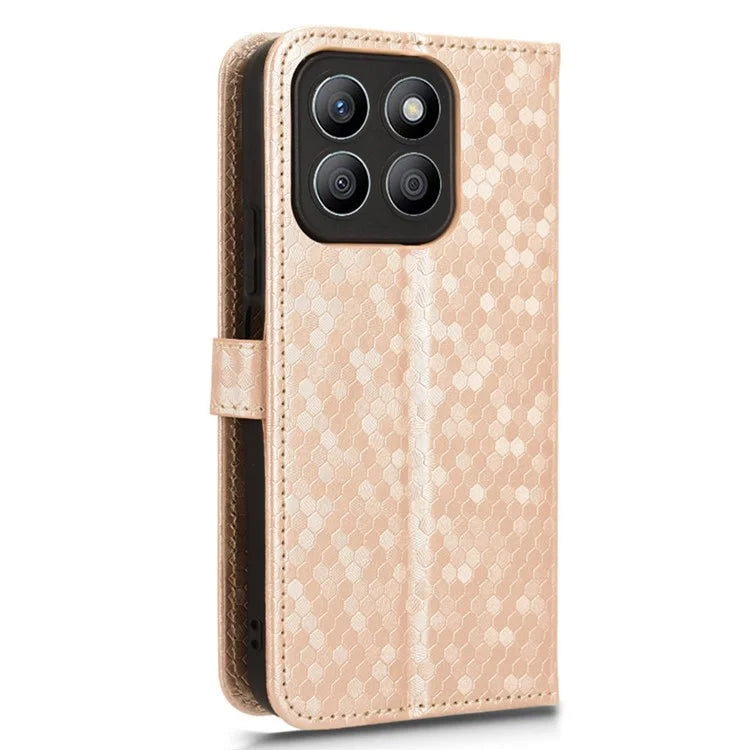 For Honor X8b 4G Case Dot Pattern Imprinted Leather Phone Wallet Cover