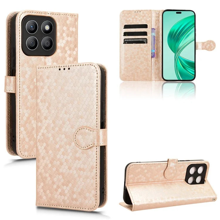 For Honor X8b 4G Case Dot Pattern Imprinted Leather Phone Wallet Cover