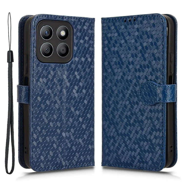 For Honor X8b 4G Case Dot Pattern Imprinted Leather Phone Wallet Cover