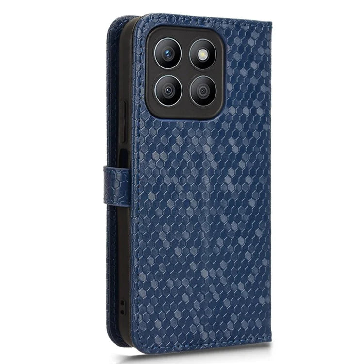 For Honor X8b 4G Case Dot Pattern Imprinted Leather Phone Wallet Cover