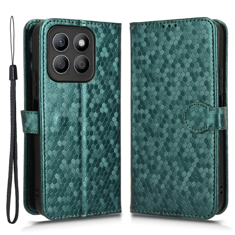 For Honor X8b 4G Case Dot Pattern Imprinted Leather Phone Wallet Cover