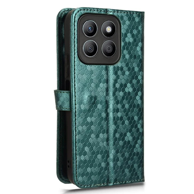 For Honor X8b 4G Case Dot Pattern Imprinted Leather Phone Wallet Cover