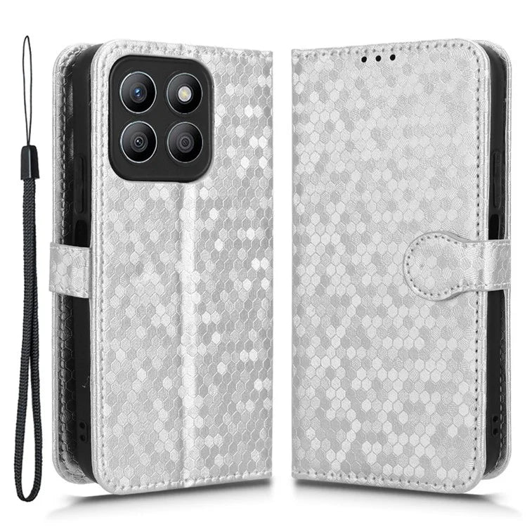 For Honor X8b 4G Case Dot Pattern Imprinted Leather Phone Wallet Cover