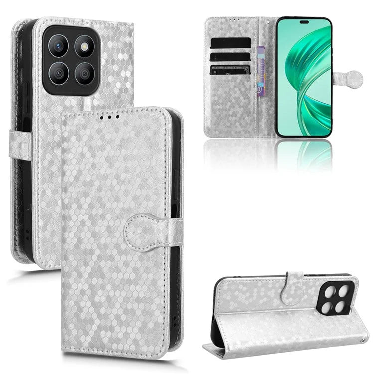 For Honor X8b 4G Case Dot Pattern Imprinted Leather Phone Wallet Cover