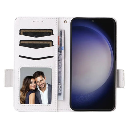 For Samsung Galaxy S24+ Case Leather Litchi Texture Phone Protector with Wrist Strap