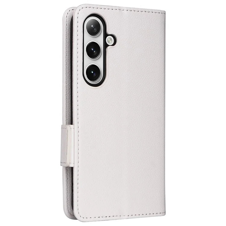 For Samsung Galaxy S24+ Case Leather Litchi Texture Phone Protector with Wrist Strap