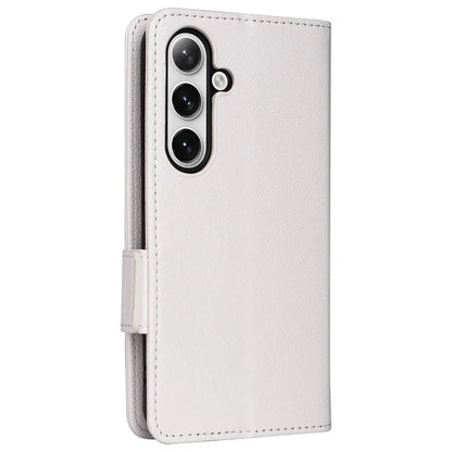 For Samsung Galaxy S24+ Case Leather Litchi Texture Phone Protector with Wrist Strap