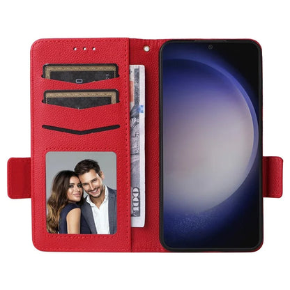 For Samsung Galaxy S24+ Case Leather Litchi Texture Phone Protector with Wrist Strap