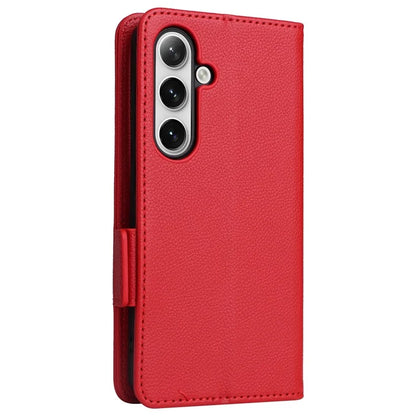 For Samsung Galaxy S24+ Case Leather Litchi Texture Phone Protector with Wrist Strap