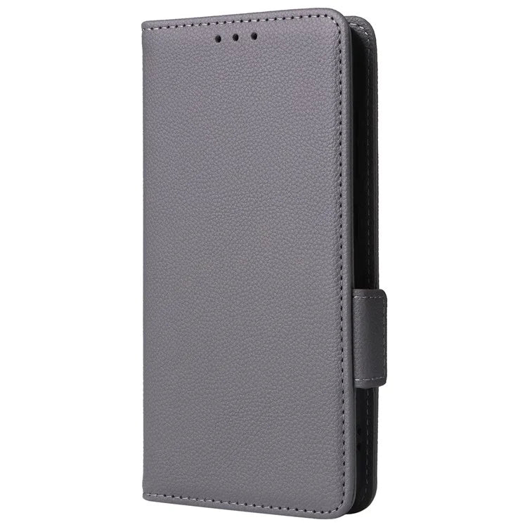 For Samsung Galaxy S24+ Case Leather Litchi Texture Phone Protector with Wrist Strap