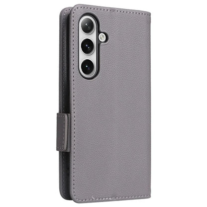 For Samsung Galaxy S24+ Case Leather Litchi Texture Phone Protector with Wrist Strap