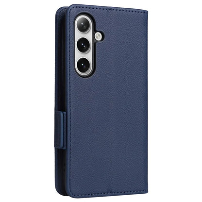 For Samsung Galaxy S24+ Case Leather Litchi Texture Phone Protector with Wrist Strap