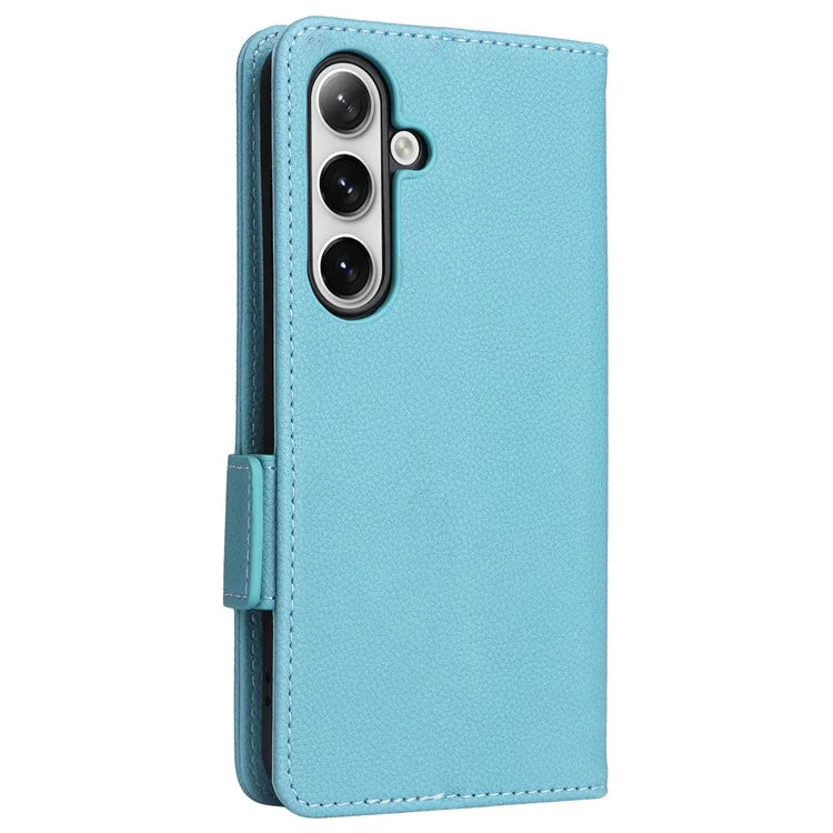 For Samsung Galaxy S24+ Case Leather Litchi Texture Phone Protector with Wrist Strap
