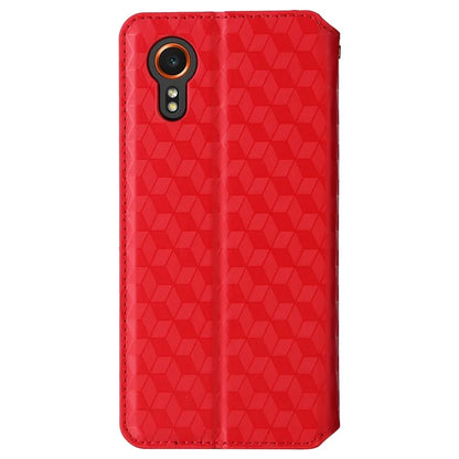 For Samsung Galaxy Xcover 7 Wallet Case Rhombus Imprinted Leather Flip Cover