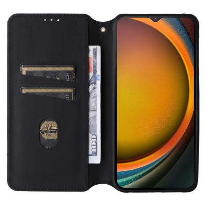 For Samsung Galaxy Xcover 7 Wallet Case Rhombus Imprinted Leather Flip Cover