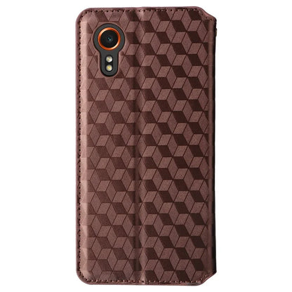 For Samsung Galaxy Xcover 7 Wallet Case Rhombus Imprinted Leather Flip Cover