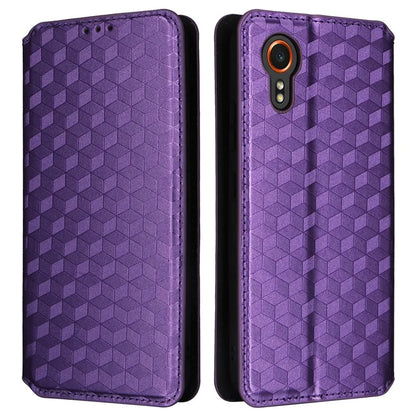 For Samsung Galaxy Xcover 7 Wallet Case Rhombus Imprinted Leather Flip Cover