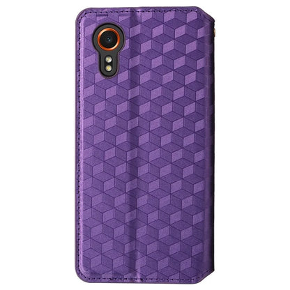 For Samsung Galaxy Xcover 7 Wallet Case Rhombus Imprinted Leather Flip Cover